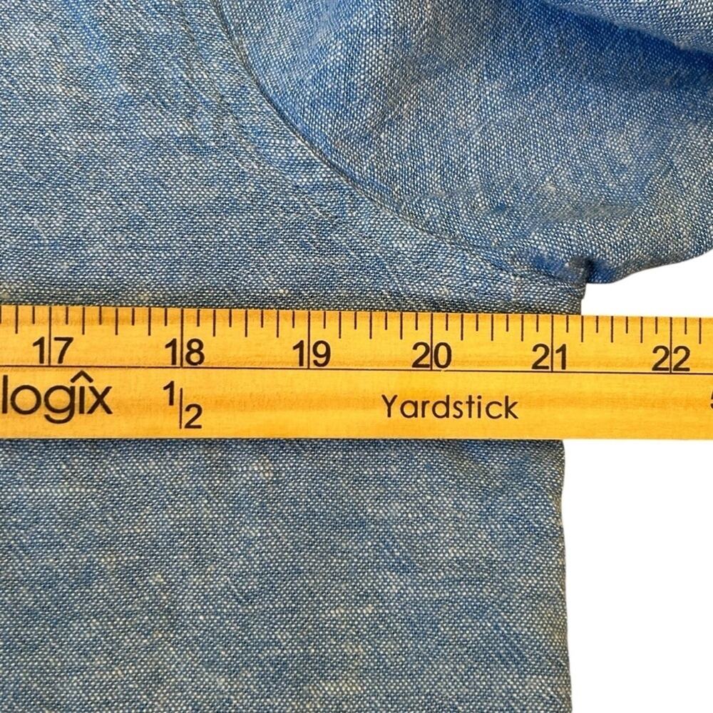 Orvis Denim Blue Casual Button Down Shirt Linen Rayon Large - Picture 4 of 7